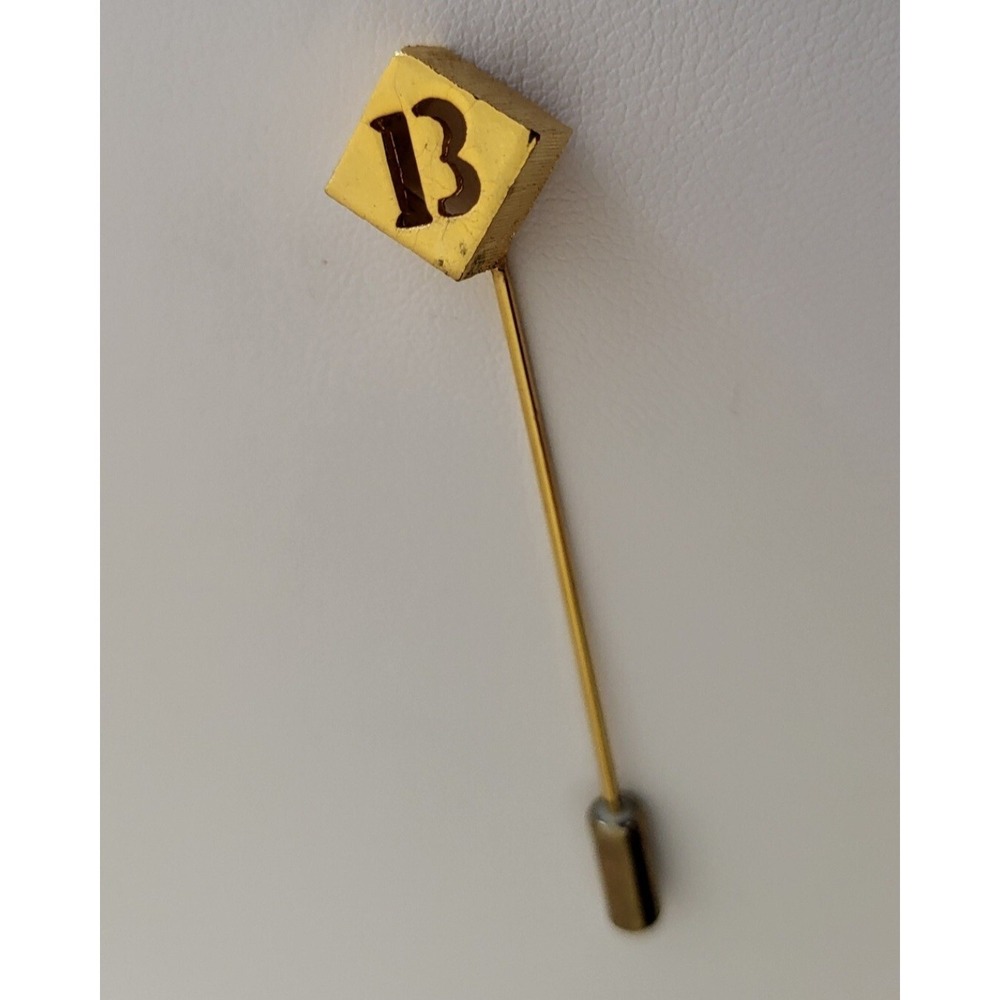 Vintage Sarah Coventry Initial Monogram Letter B Gold Tone Stick Pin Hat Brooch